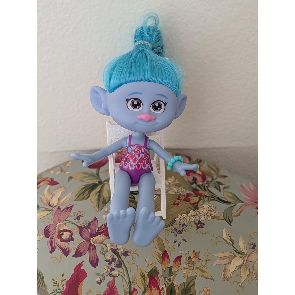 DreamWorks Trolls Poppy Blue Hair Mermaid Swimsuit Doll Figure 6 inch